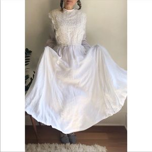 Vintage linen lace wedding gown prairie boho